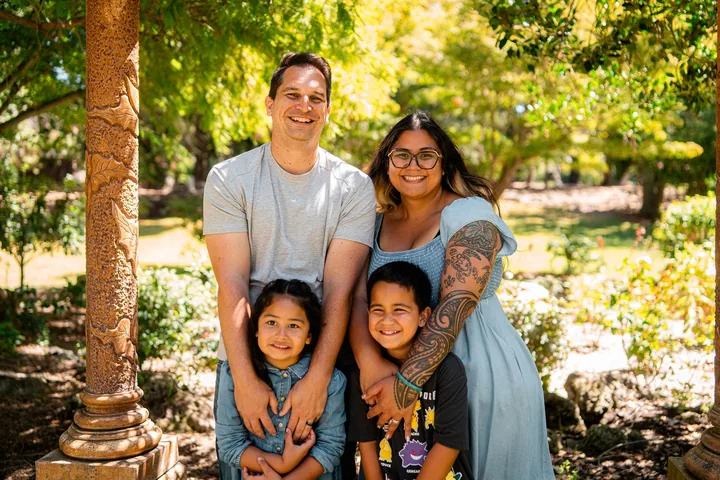 Family of four during an outdoor portrait session